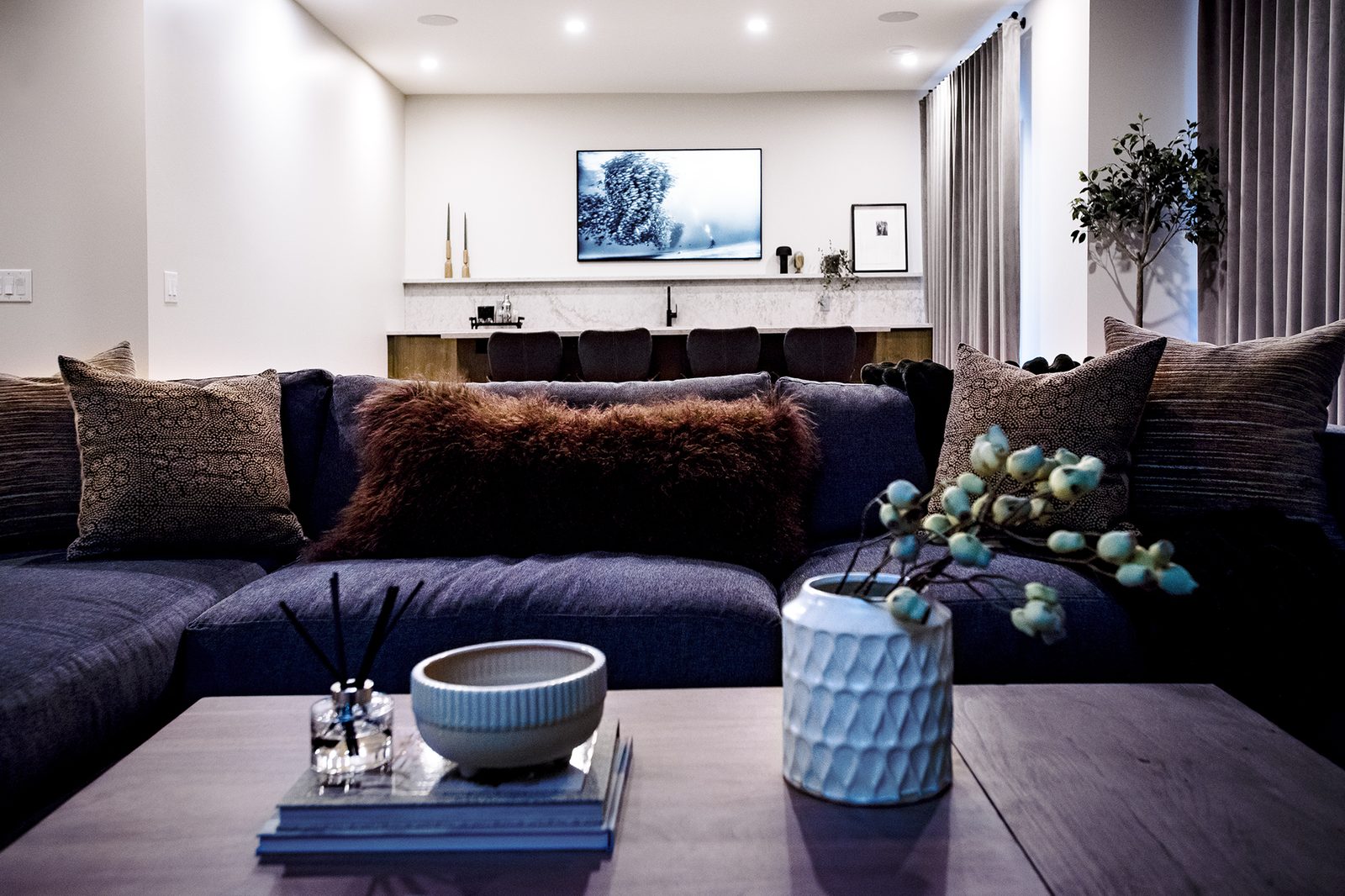 Chestermere sectional facing the bar